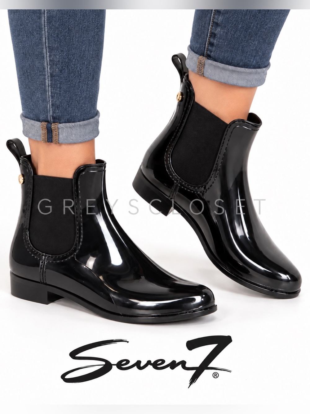 Seven7 Women's Dover Short Rain Boot Chelsea Waterproof Slip On boots